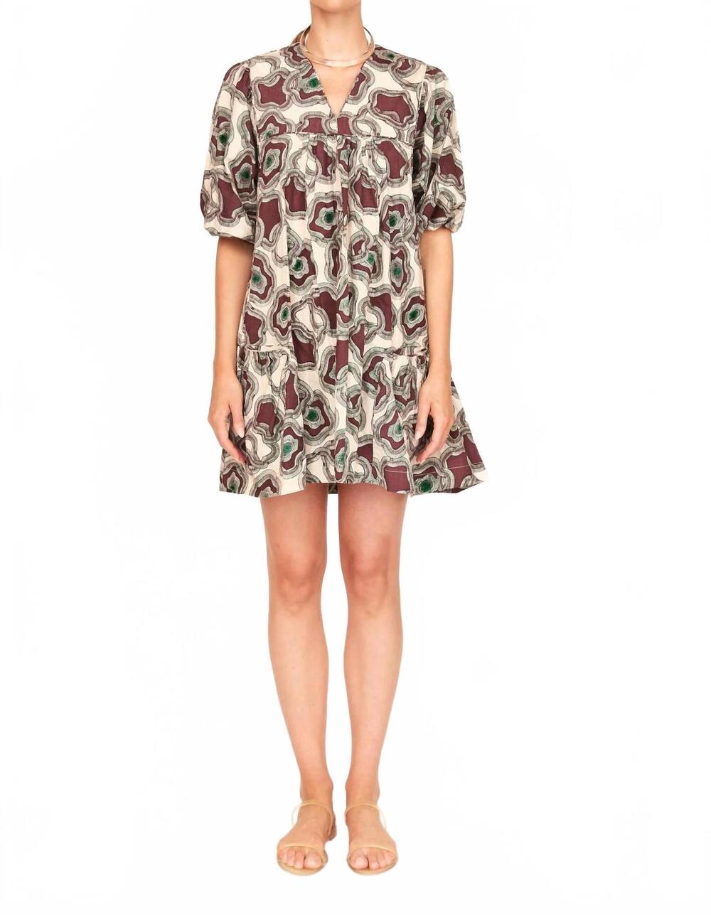 NEW MIRTH belem easy fitting dress in grappa puddles